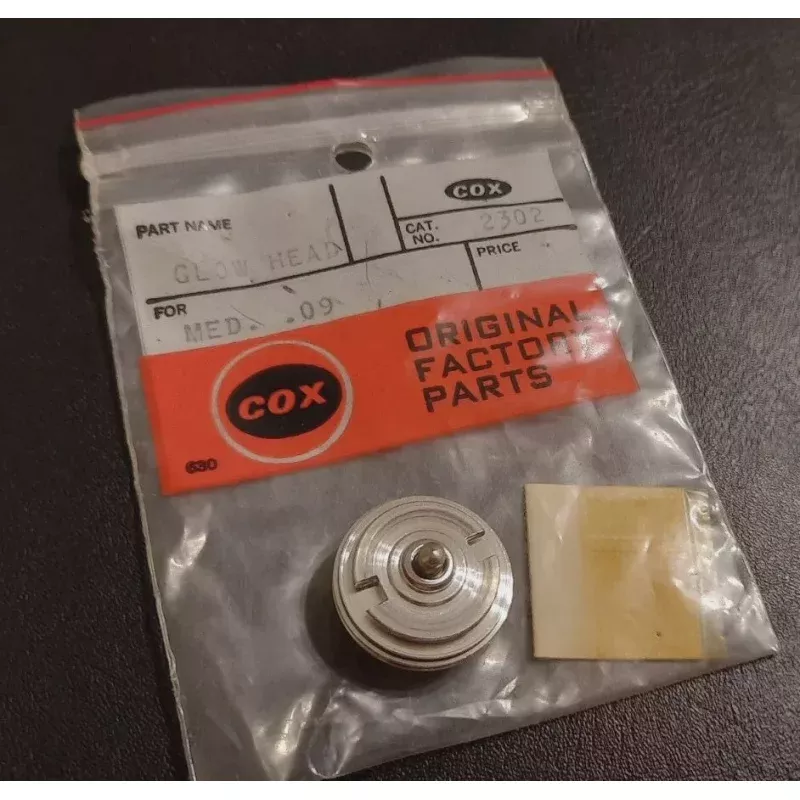 (1x) 2302 N.O.S COX THIMBLE DROME Glow head for Medallion .09 Engine (2302)
