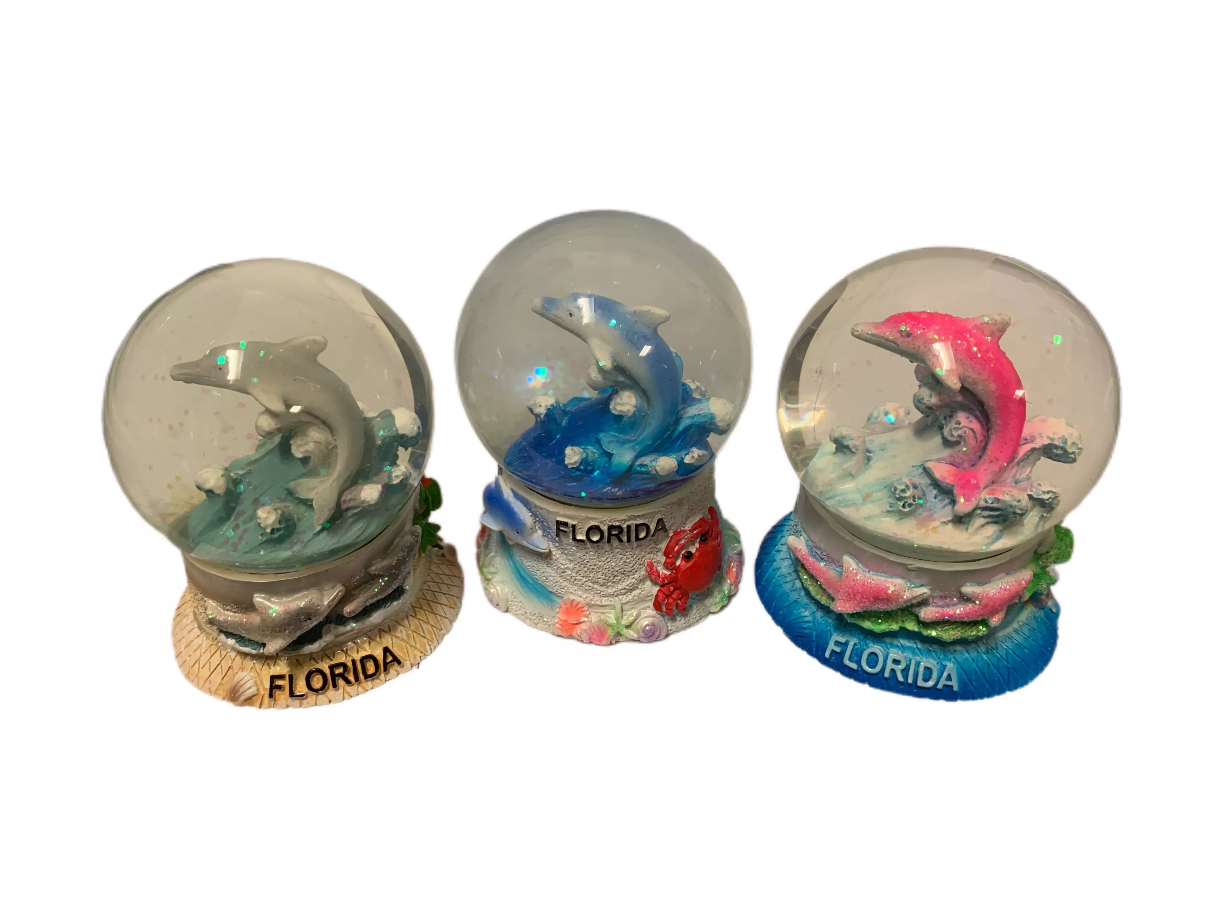 Big Florida Dolphin In Waves Polyresin Water Globe 1pc
