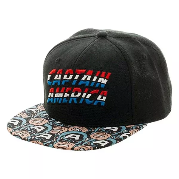 Captain America Vintage Faces Bill Snapback Hat