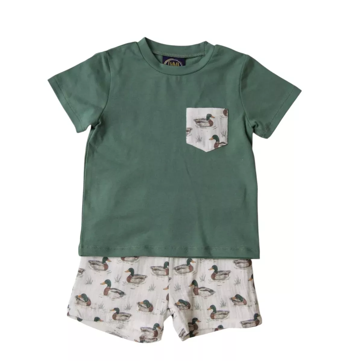 Emma Jean Boys 2Pc Short Set - Mallard Duck