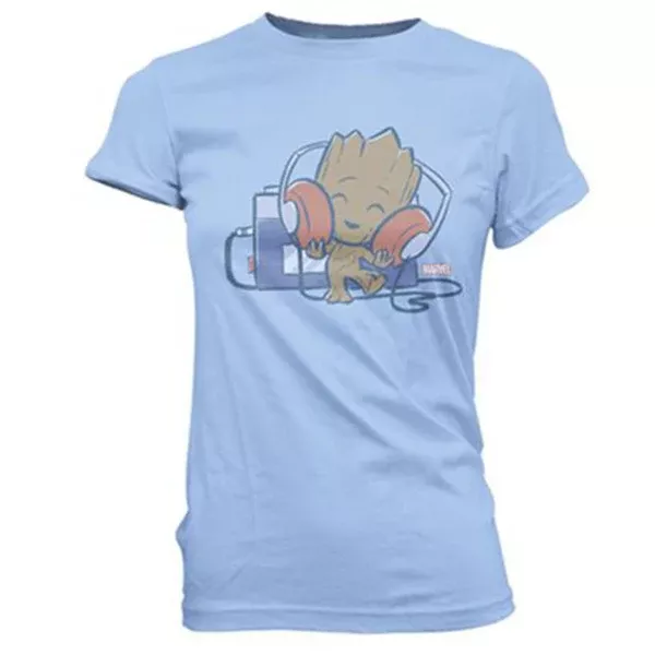 Funko Guardians Of The Galaxy Groot With Tape Deck Super Cute Junior's Tee Shirt