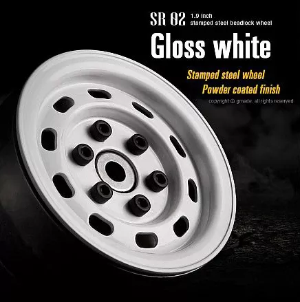 Gmade 70176 1.9" SR02 1/10 Crawler Beadlock Wheels Gloss White