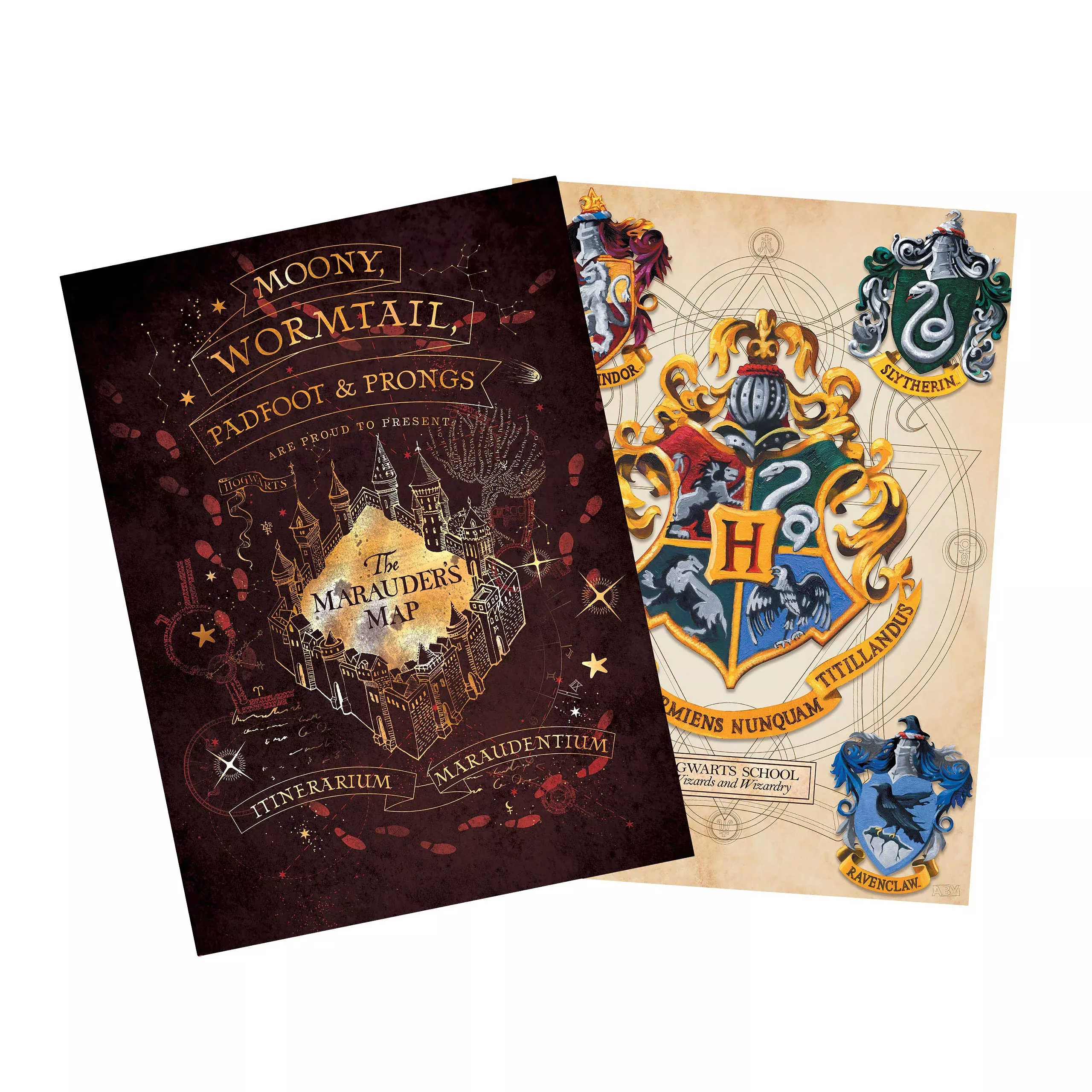 Harry Potter - Hogwarts Crest & Marauder's Map Poster 2-set