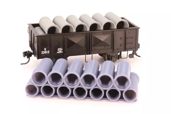 IF-WGL027 - Cast Concrete 22'0" Small Short Pipe Load (HO Scale)