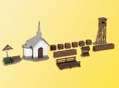 Kibri 39780 HO Scale Outdoor Chapel w/Accessories -- 2-3/8 x 2-3/8 x 3-7/8"6 x 6 x 10cm