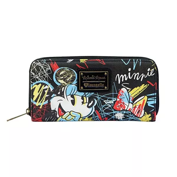 Loungefly Disney Minnie Scribble Zip Around Wallet