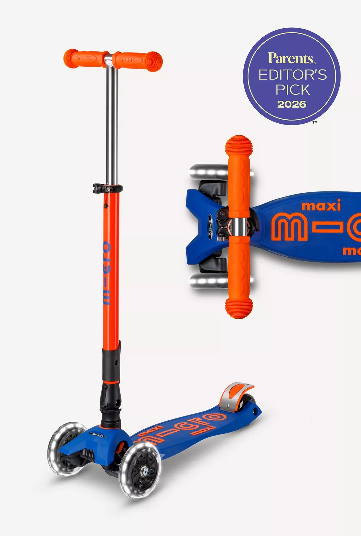 Maxi LED Foldable Blue and Orange Micro Scooter