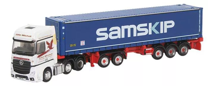 Mercedes-Benz Actros SSC with D-Tec Combitrailer and Container - Assembled -- John Mitchell (white, blue, red) N