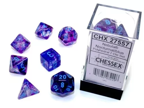 Nebula Polyhedral Nocturnal/Blue Luminary Dice Set (7) CHX27557