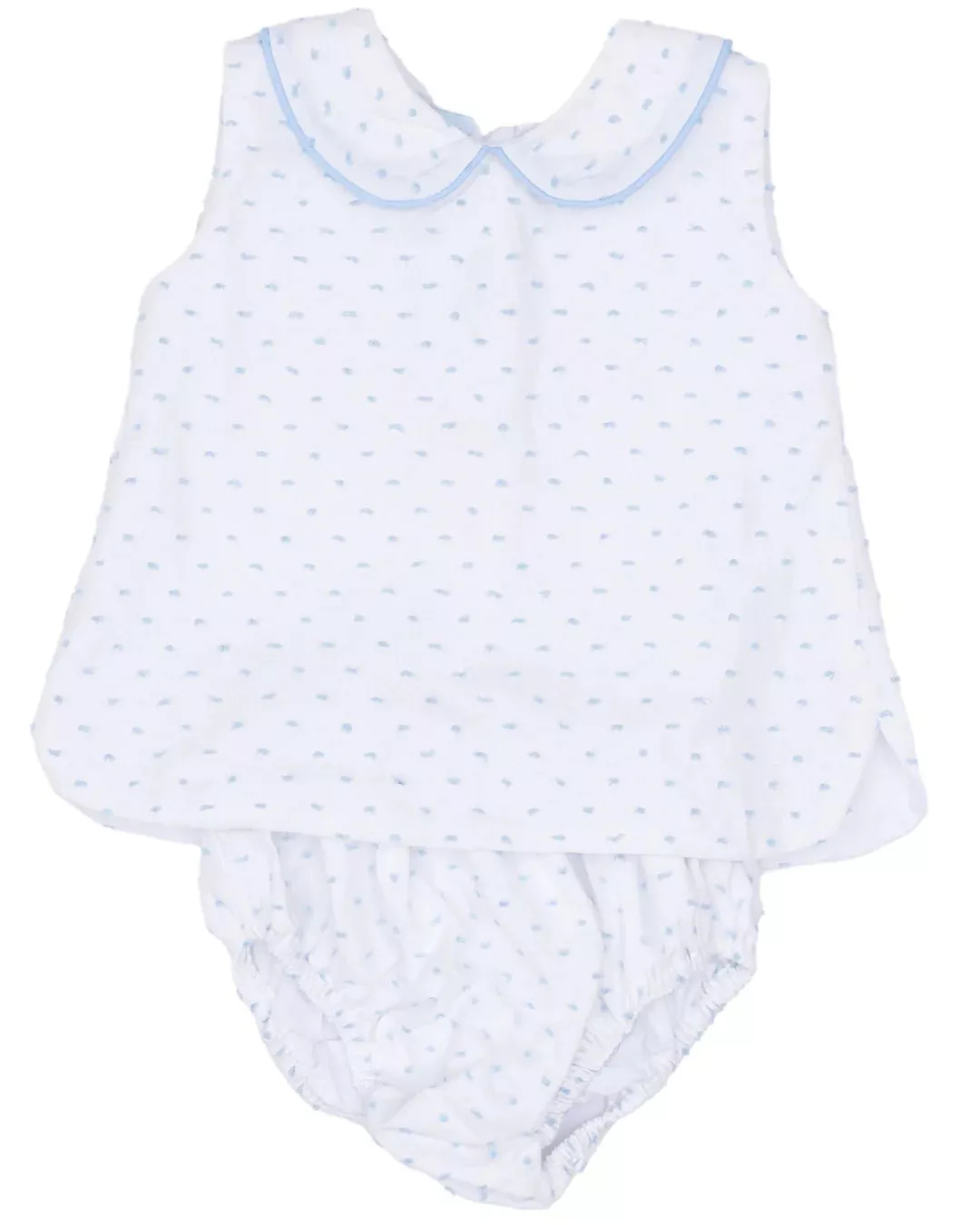 The Oaks Light Blue Swiss Dot Raleigh Diaper Set