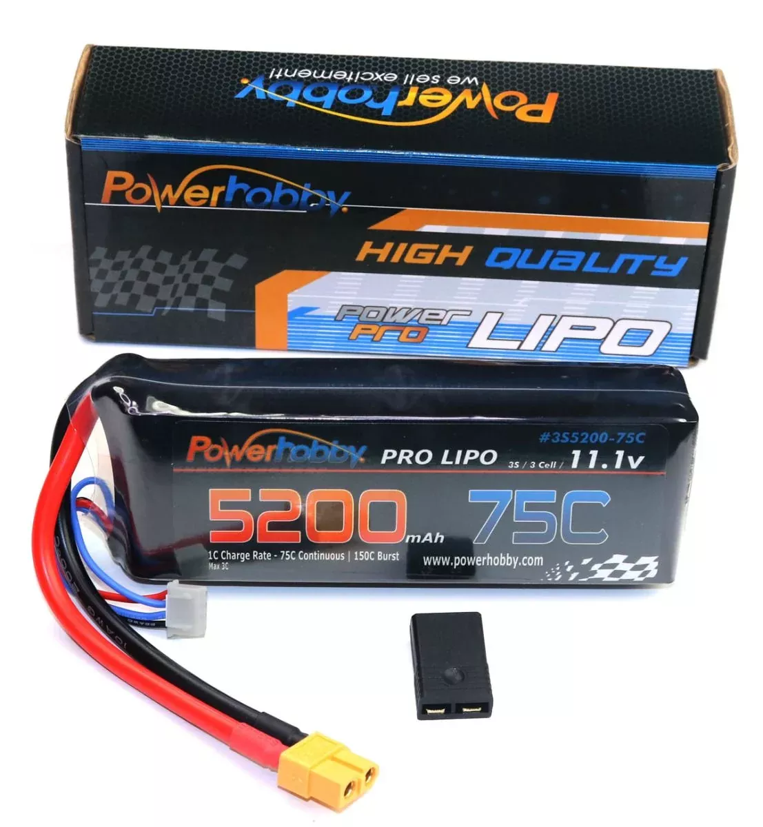 Powerhobby 3S 11.1V 5200mAh 75C Lipo Battery Pack with XT60 Plug and Traxxas Adapter