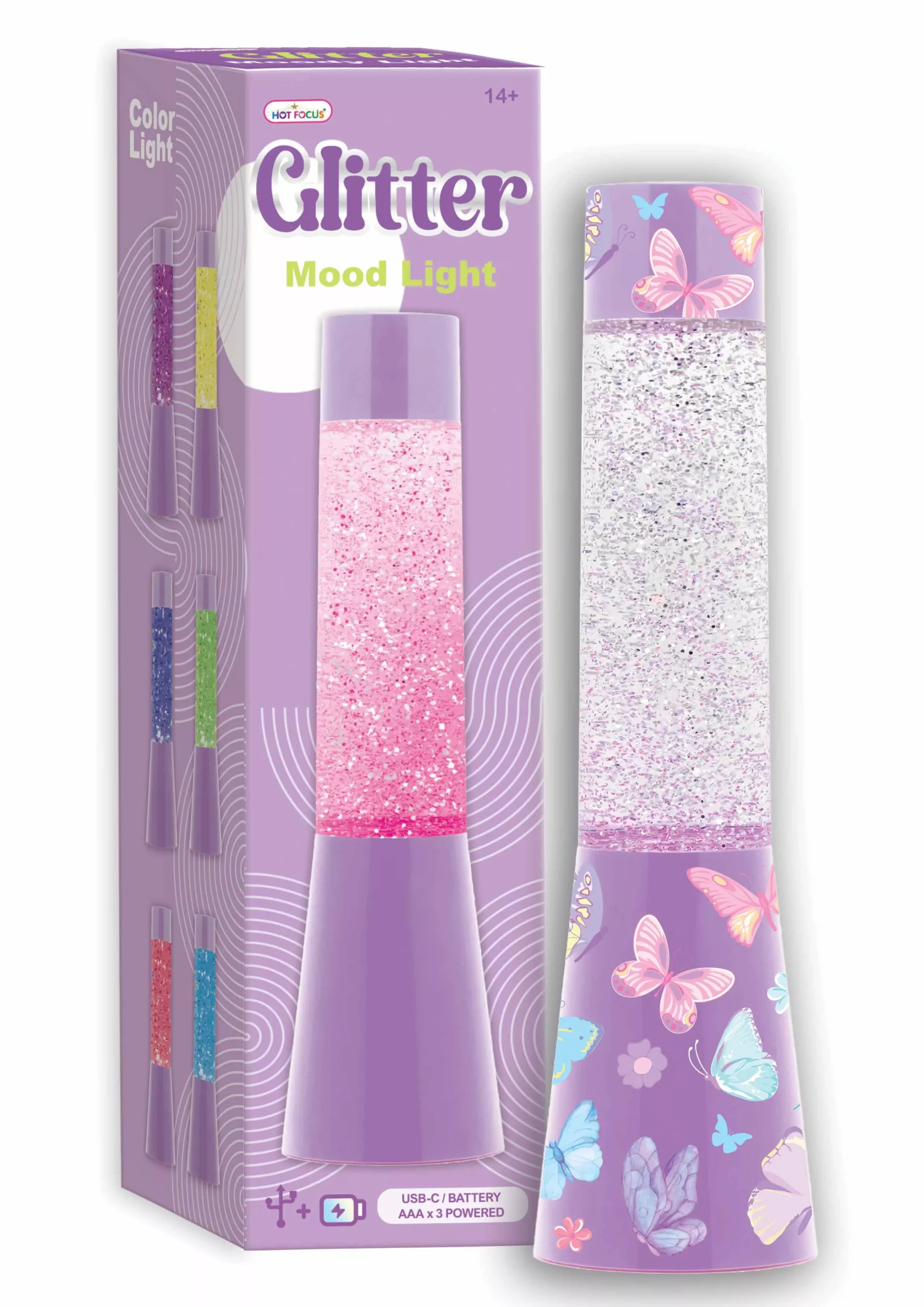 Purple Glitter Mood Light - Tie Dye Butterfly