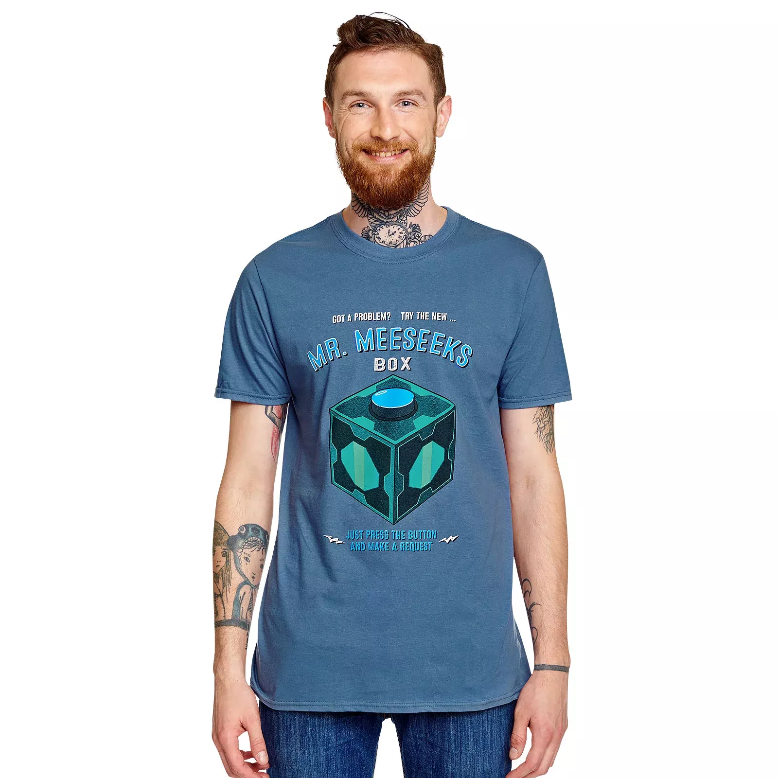 Rick and Morty - Mr. Meeseeks Box T-Shirt Blue