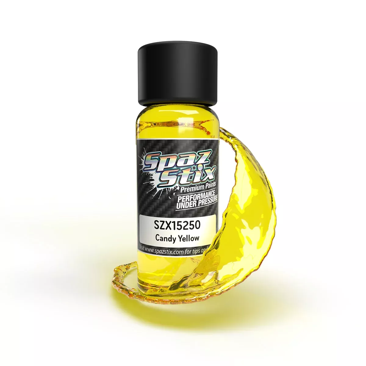 SPAZ STIX 15250 Candy Yellow Airbrush Ready Paint, 2oz Bottle