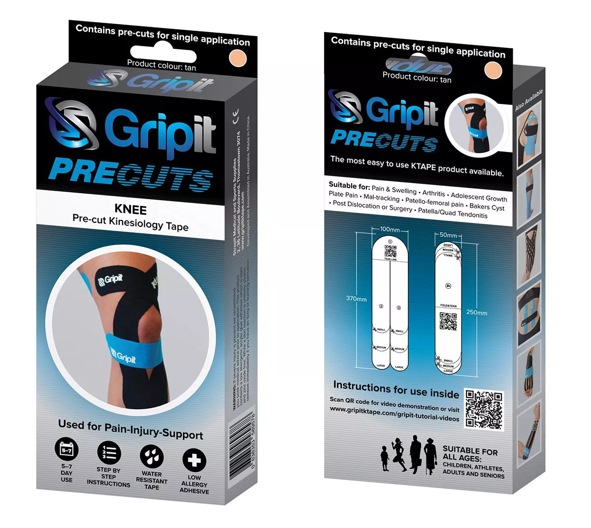 Strapit Precut Knee Tan