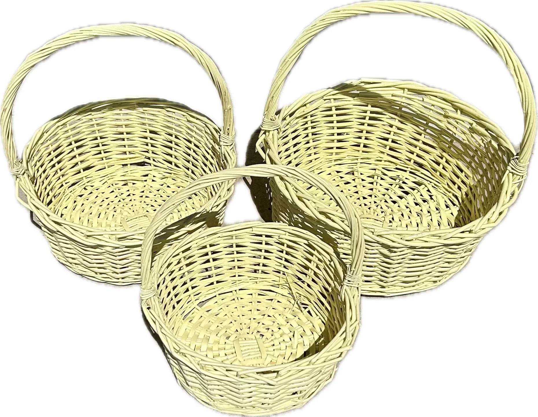 Twisted Rim Painted Willow Easter Basket - Yellow Oval