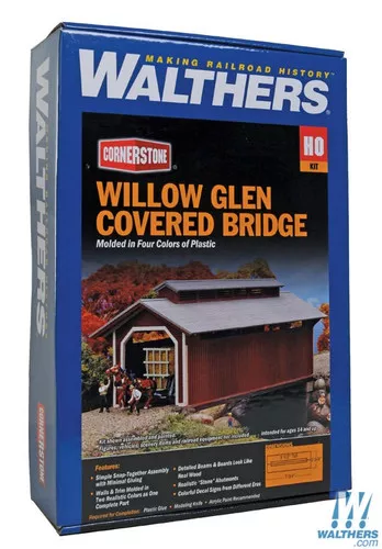 Walthers 933-3652 Willow Glen Covered Bridge Kit 8-1/2 x 3-1/2 x 3-1/2" : HO Scale