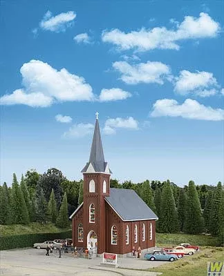 Walthers Cornerstone 933-3496 HO Scale Brick Church -- Kit
