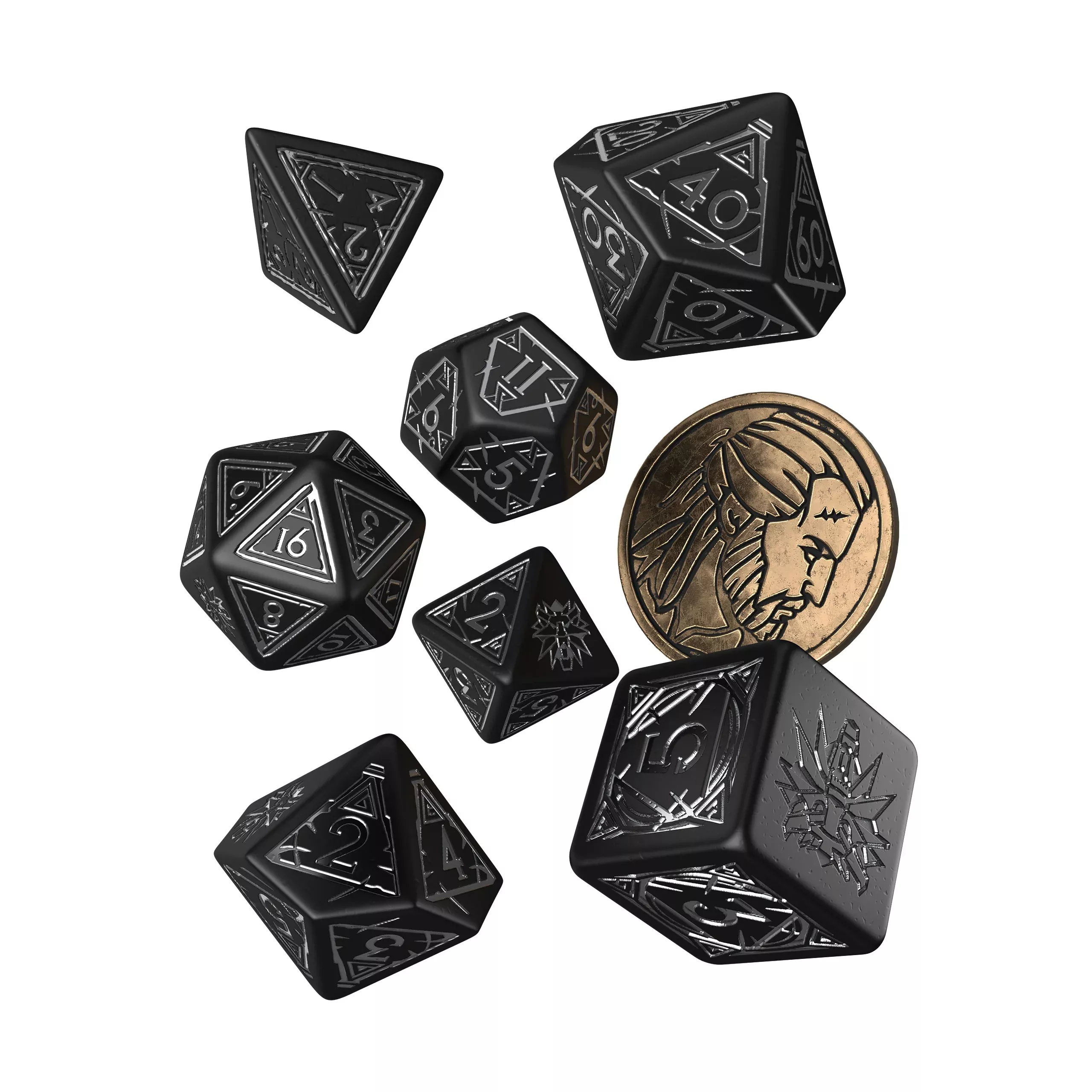 Witcher - Geralt RPG Dice Set 7pc with Wolf Collector's Coin